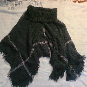 Black Plaid Poncho